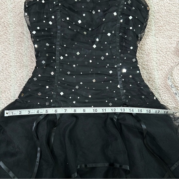 Vintage 90's Blondie Nites Black Tulle Evening Gown Sequins Size 3 Whimsigoth - Picture 7 of 11